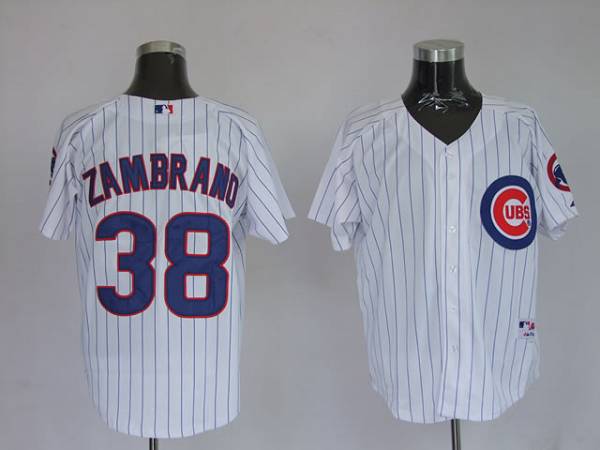 Cubs #38 Carlos Zambrano Stitched White MLB Jersey - Click Image to Close